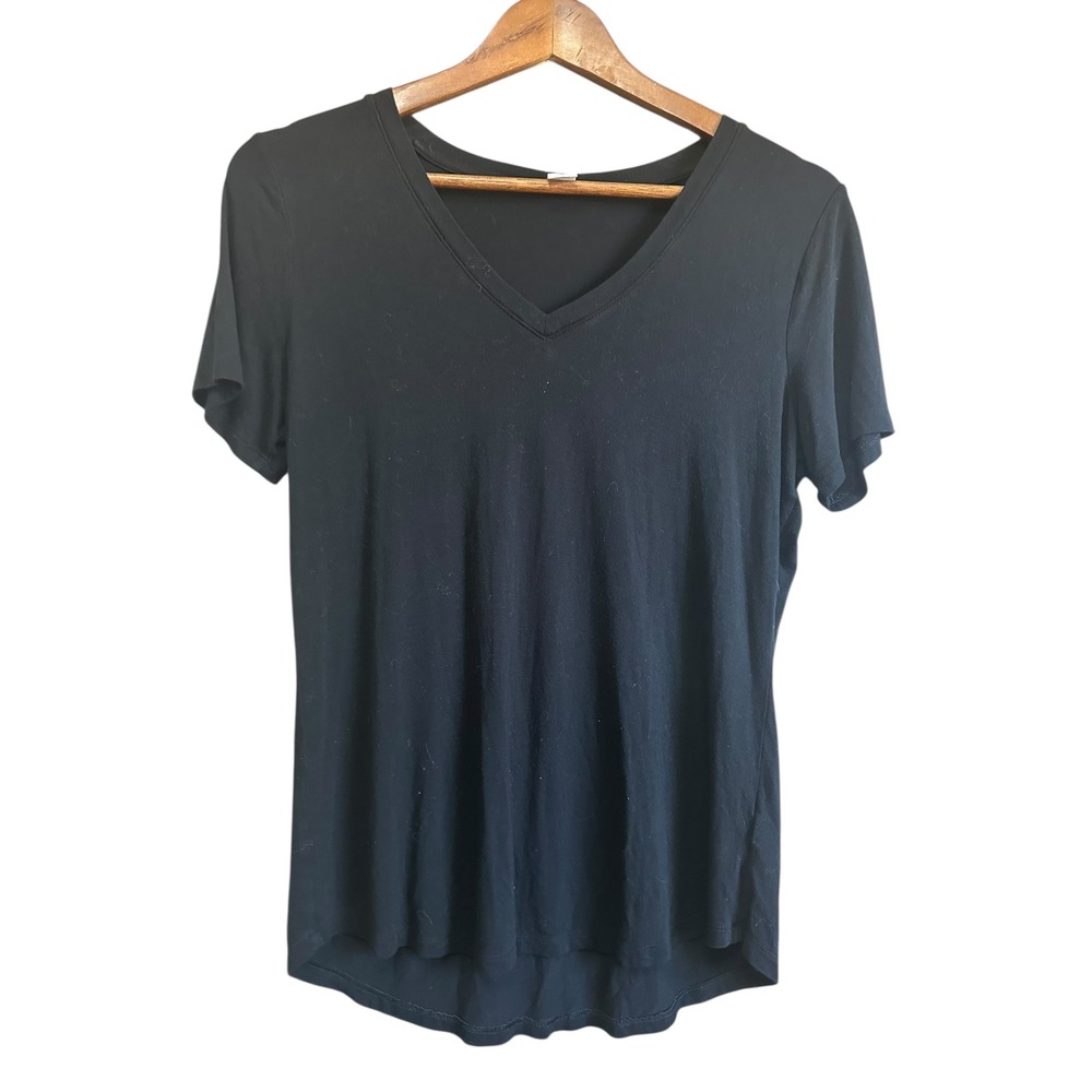 Old Navy Luxe V Neck T Shirt Black Short Sleeve Basic Everyday Top Women's S